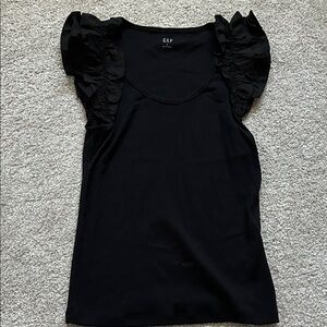 GAP Women's Elegant Black Ruffle Tank